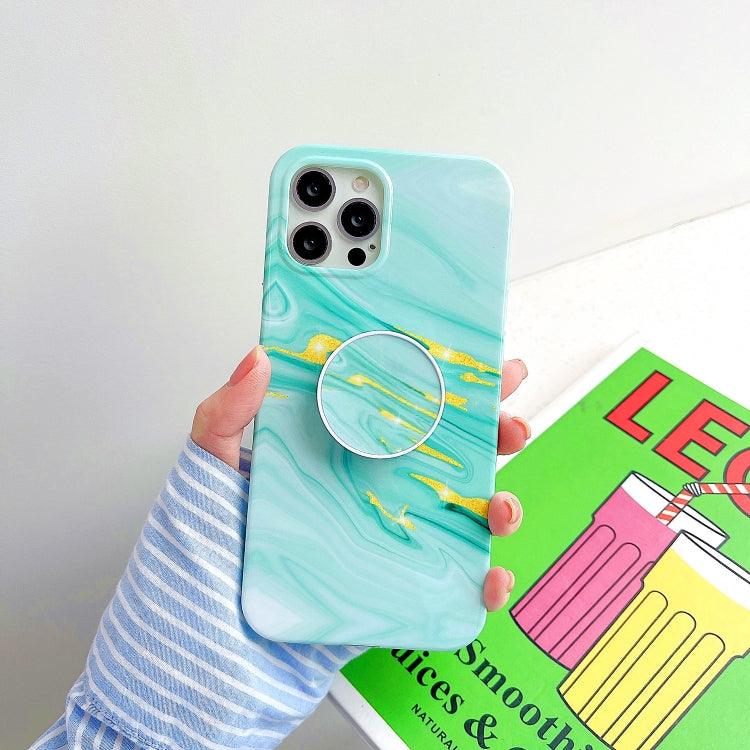 Thickened TPU Glazed Marble Pattern Case with Folding Holder, For iPhone 11