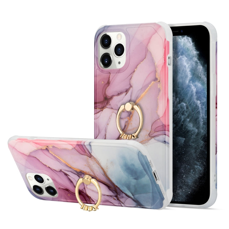 Four Corners Shocproof Flow Gold Marble IMD Back Cover Case with Metal Rhinestone Ring, For  iPhone 13 Pro Max, For  iPhone 13 Pro, For  iPhone 13