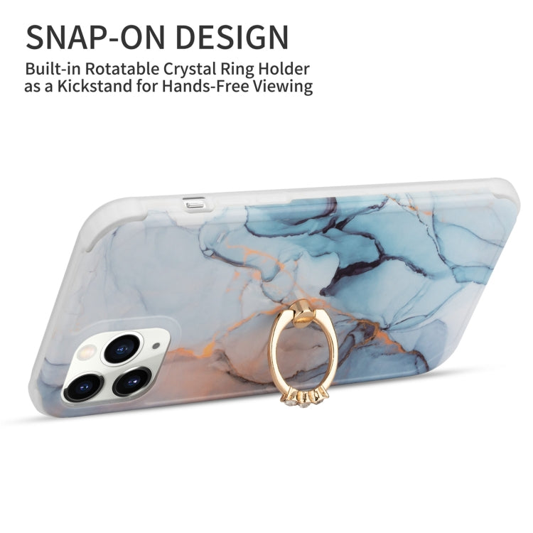 Four Corners Shocproof Flow Gold Marble IMD Back Cover Case with Metal Rhinestone Ring, For  iPhone 13 Pro Max, For  iPhone 13 Pro, For  iPhone 13