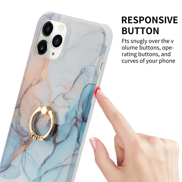 Four Corners Shocproof Flow Gold Marble IMD Back Cover Case with Metal Rhinestone Ring, For  iPhone 13 Pro Max, For  iPhone 13 Pro, For  iPhone 13