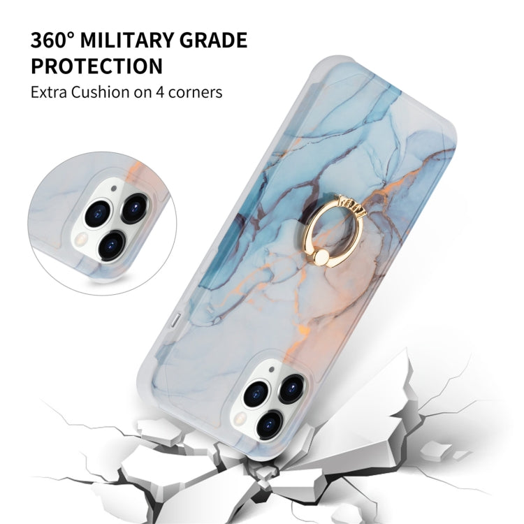 Four Corners Shocproof Flow Gold Marble IMD Back Cover Case with Metal Rhinestone Ring, For  iPhone 13 Pro Max, For  iPhone 13 Pro, For  iPhone 13