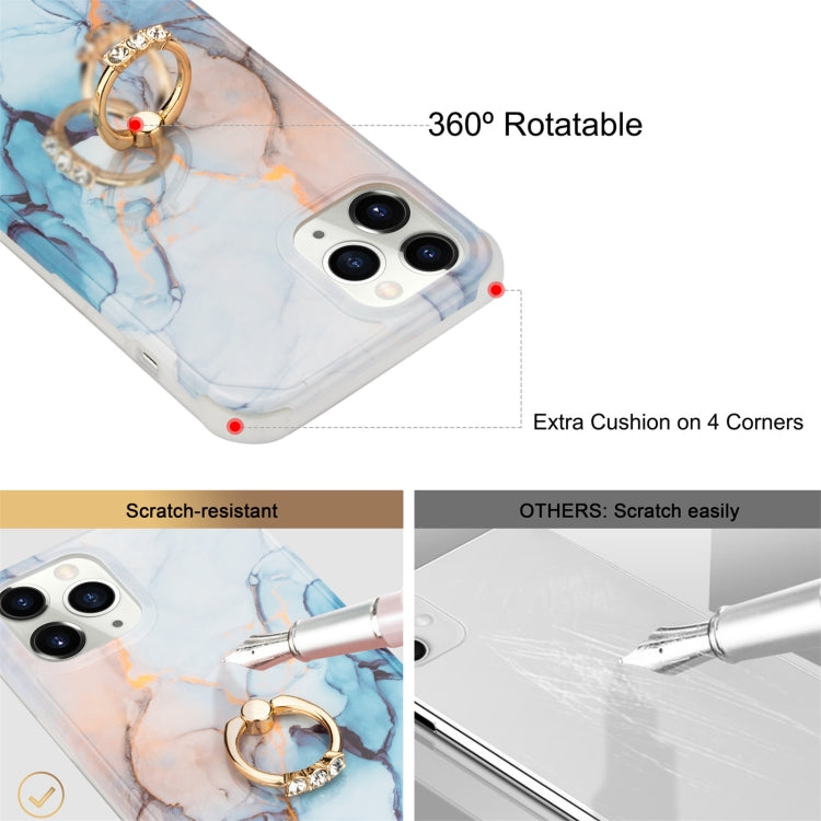 Four Corners Shocproof Flow Gold Marble IMD Back Cover Case with Metal Rhinestone Ring, For  iPhone 13 Pro Max, For  iPhone 13 Pro, For  iPhone 13