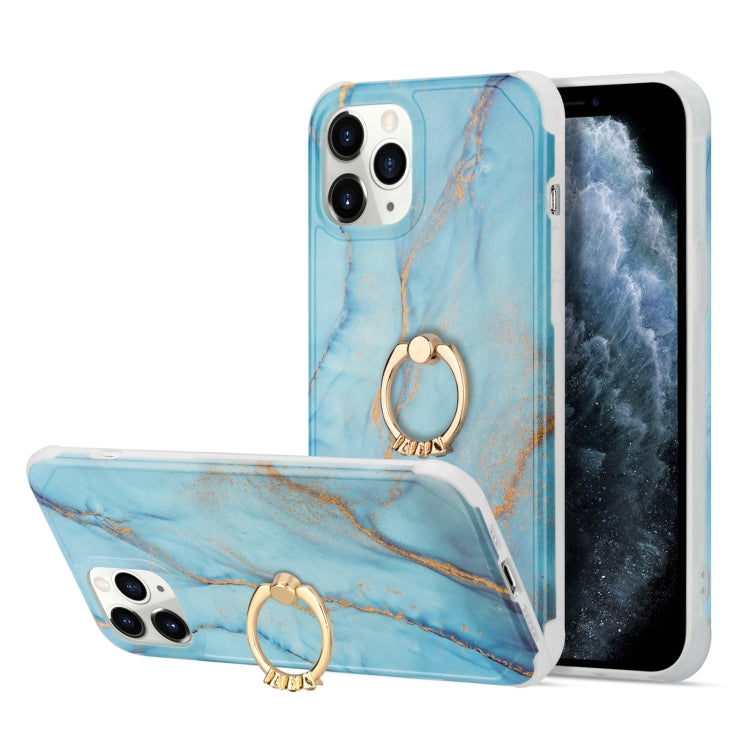 Four Corners Shocproof Flow Gold Marble IMD Back Cover Case with Metal Rhinestone Ring, For  iPhone 13 Pro Max, For  iPhone 13 Pro, For  iPhone 13