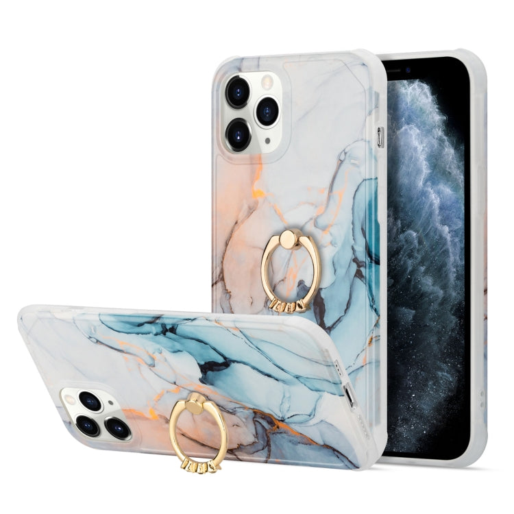 Four Corners Shocproof Flow Gold Marble IMD Back Cover Case with Metal Rhinestone Ring, For  iPhone 13 Pro Max, For  iPhone 13 Pro, For  iPhone 13