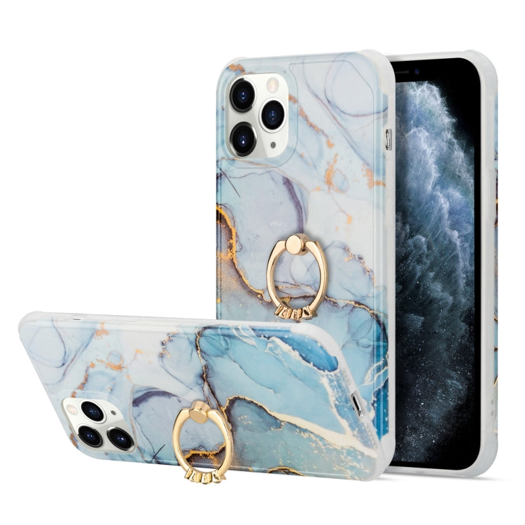 Four Corners Shocproof Flow Gold Marble IMD Back Cover Case with Metal Rhinestone Ring, For  iPhone 13 Pro Max, For  iPhone 13 Pro, For  iPhone 13