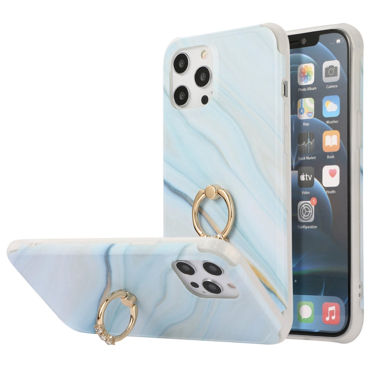 Four Corners Shocproof Flow Gold Marble IMD Back Cover Case with Metal Rhinestone Ring, For iPhone 13 Pro Max, For  iPhone 13 Pro, For  iPhone 13, For iPhone 13 mini