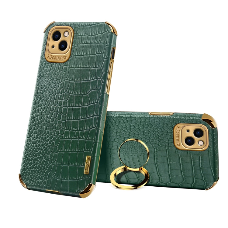 Electroplated TPU Crocodile Pattern Leather Case with Ring Holder, For iPhone 13 Pro Max, For iPhone 13 Pro, For iPhone 13, For iPhone 13 mini