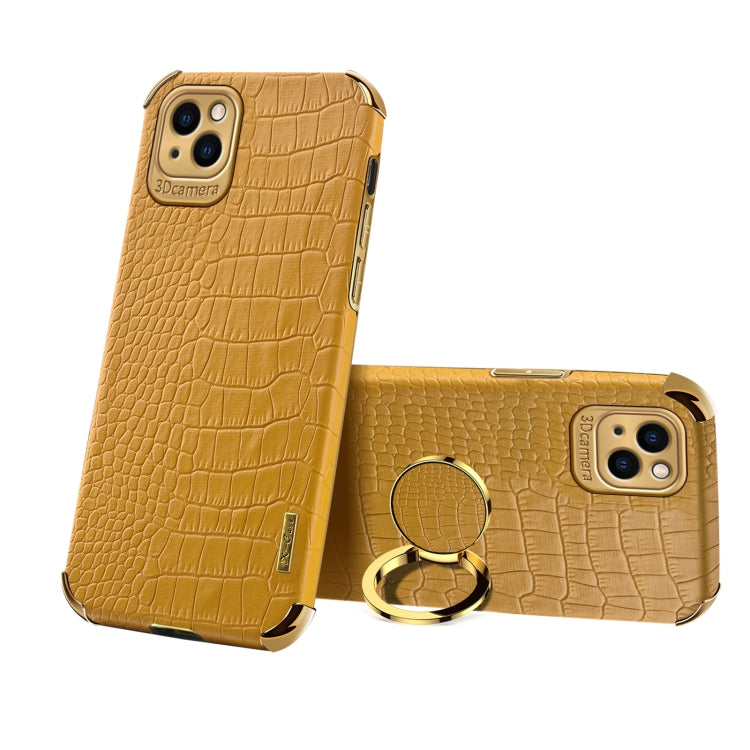 Electroplated TPU Crocodile Pattern Leather Case with Ring Holder, For iPhone 13 Pro Max, For iPhone 13 Pro, For iPhone 13, For iPhone 13 mini