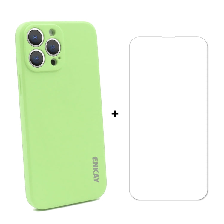 Hat-Prince ENKAY Liquid Silicone Shockproof Protective Case Drop Protection Cover + 9H Tempered Glass Screen Protector for iPhone 13 Pro Max, For iPhone 13 Pro Max