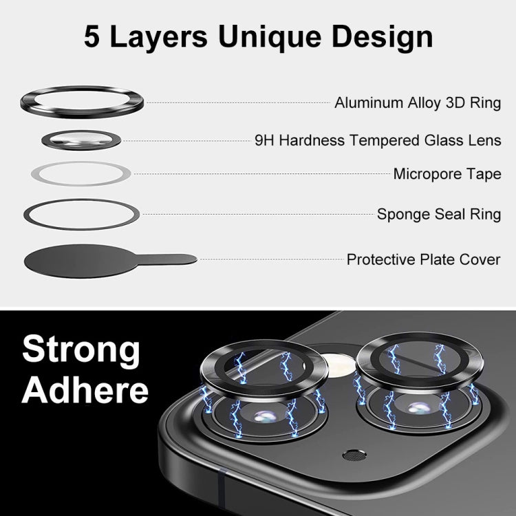 ENKAY Hat-Prince Aluminium Alloy + Tempered Glass Camera Lens Cover Film Ring for iPhone 13 / 13 mini