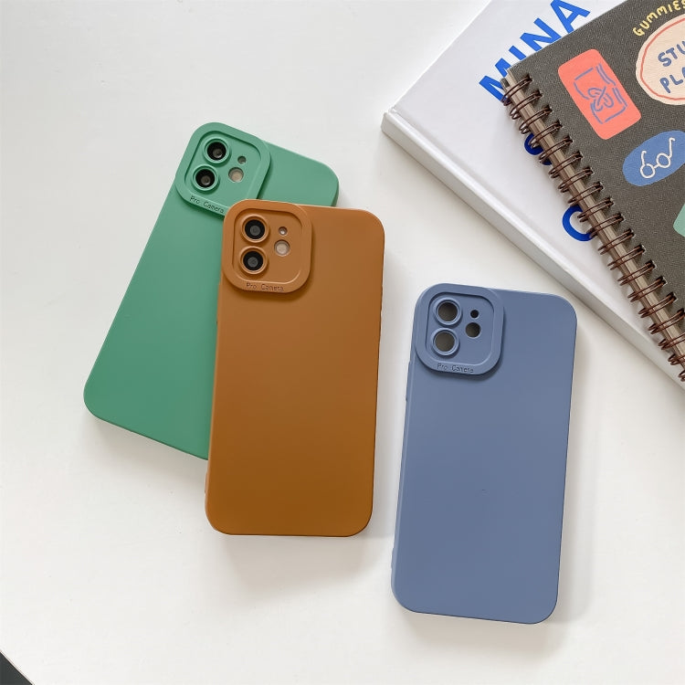 Straight-Edge Solid Color Liquid Silicone Shockproof Full Coverage Protective Case, For iPhone 12, For iPhone 11 Pro, For iPhone 12 Pro