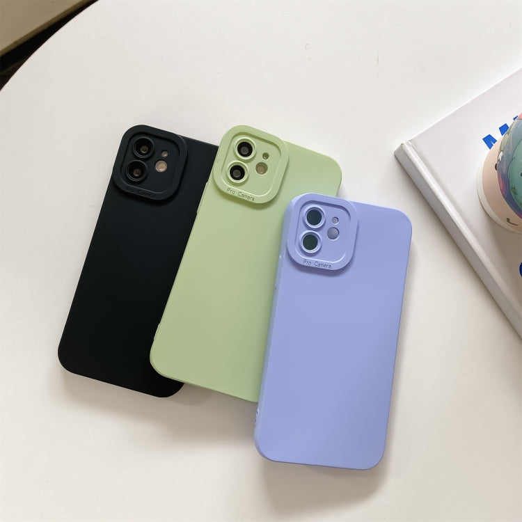 Straight-Edge Solid Color Liquid Silicone Shockproof Full Coverage Protective Case, For iPhone 12, For iPhone 11 Pro, For iPhone 12 Pro