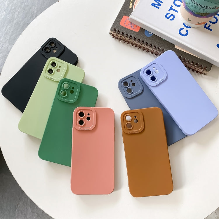 Straight-Edge Solid Color Liquid Silicone Shockproof Full Coverage Protective Case, For iPhone 11 Pro Max, For iPhone 12 Pro Max, For iPhone 11