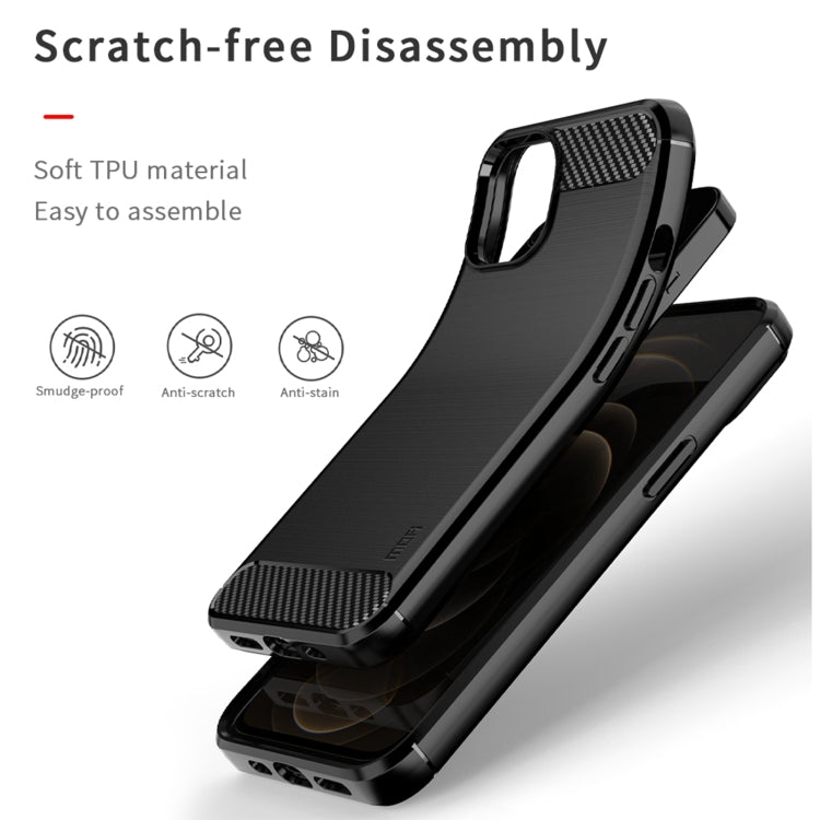 MOFI Gentleness Series Brushed Texture Carbon Fiber Soft TPU Case, For iPhone 13 mini, For iPhone 13, For iPhone 13 Pro, For iPhone 13 Pro Max