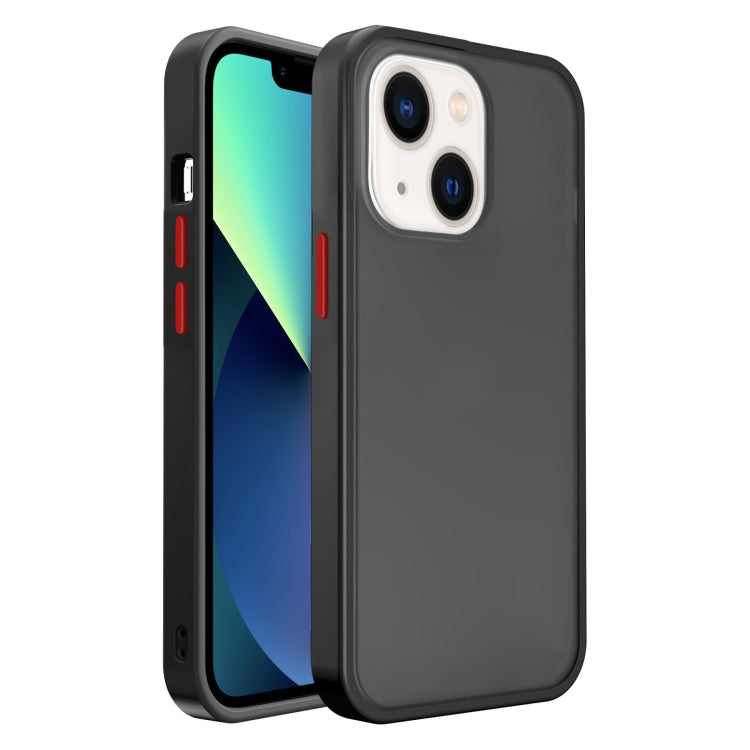 Frosted Skin Feel PC Contrast Color Button Phone Case, For iPhone 14, For iPhone 14 Plus