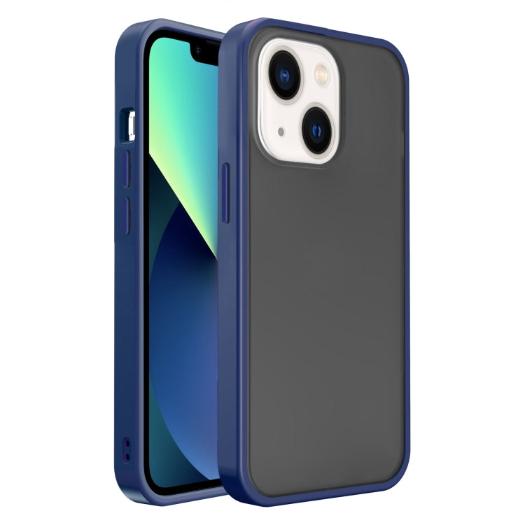 Frosted Skin Feel PC Contrast Color Button Phone Case, For iPhone 14, For iPhone 14 Plus
