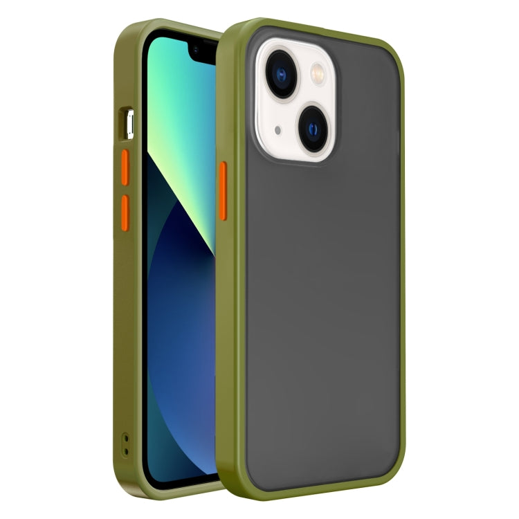 Frosted Skin Feel PC Contrast Color Button Phone Case, For iPhone 14, For iPhone 14 Plus