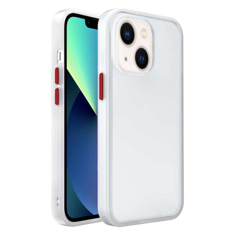 Frosted Skin Feel PC Contrast Color Button Phone Case, For iPhone 14, For iPhone 14 Plus