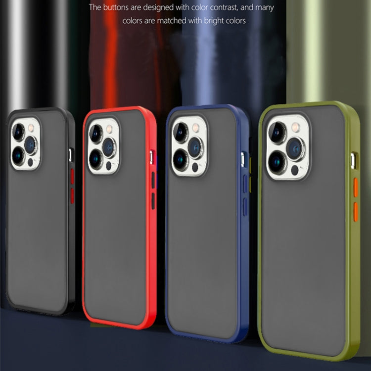 Frosted Skin Feel PC Contrast Color Button Phone Case, For iPhone 14 Pro, For iPhone 14 Pro Max