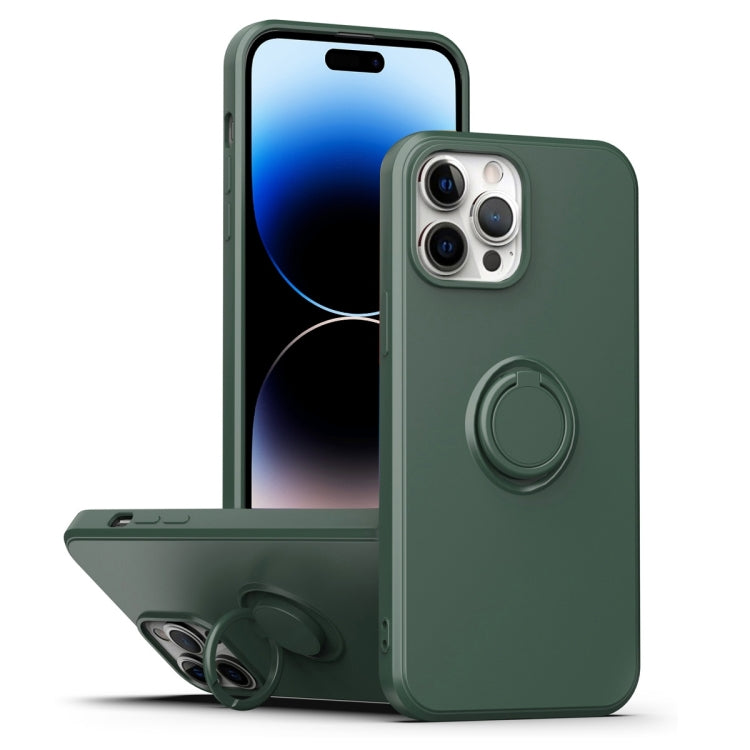 Ring Kickstand Silicone Phone Case, For iPhone 14 Pro Max