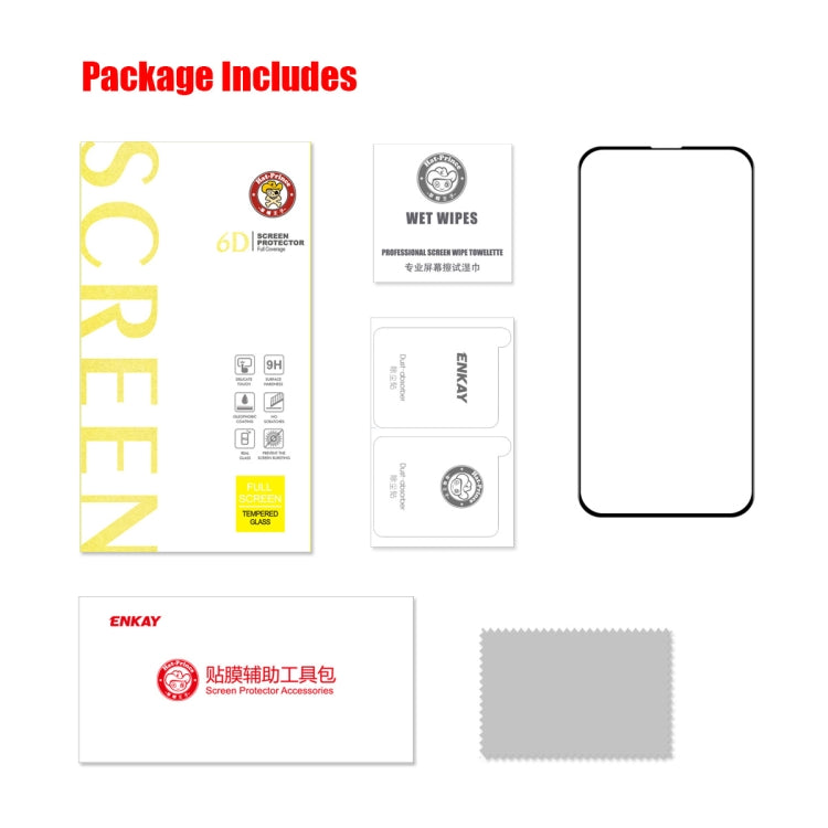 For iPhone 16e / 14 / 13 / 13 Pro ENKAY 6D Full Glue Tempered Glass Full Film, For iPhone 16e / 14 / 13 / 13 Pro (1 PC), For iPhone 16e / 14 / 13 / 13 Pro (2pcs), For iPhone 16e / 14 / 13 / 13 Pro (5pcs)