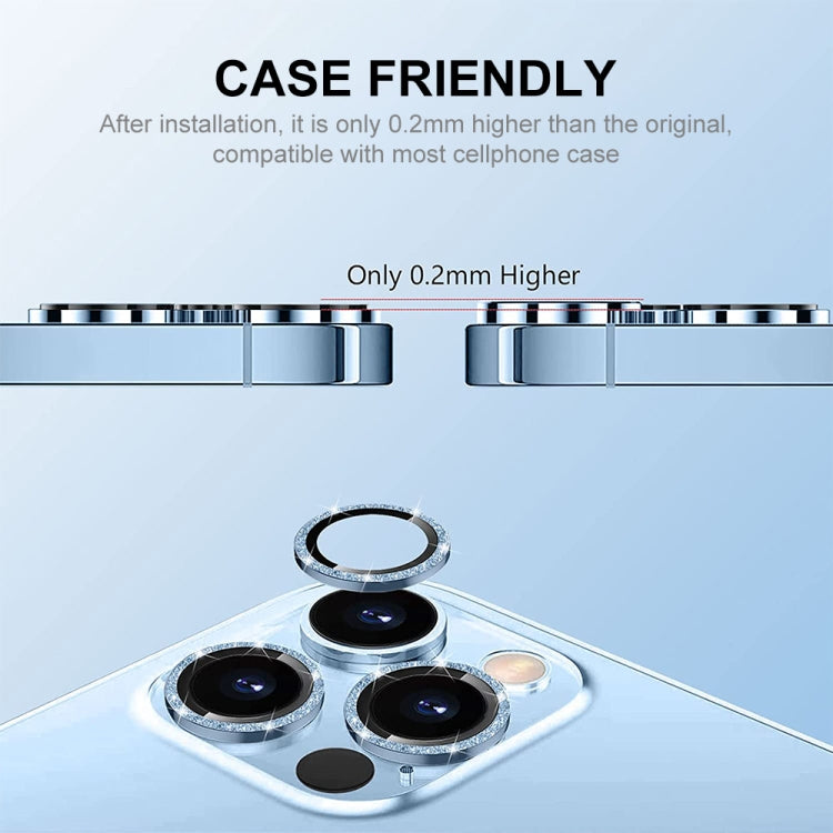 ENKAY Glitter Rear Lens Aluminium Alloy Tempered Glass Film For iPhone 13 / 13 mini, For iPhone 13