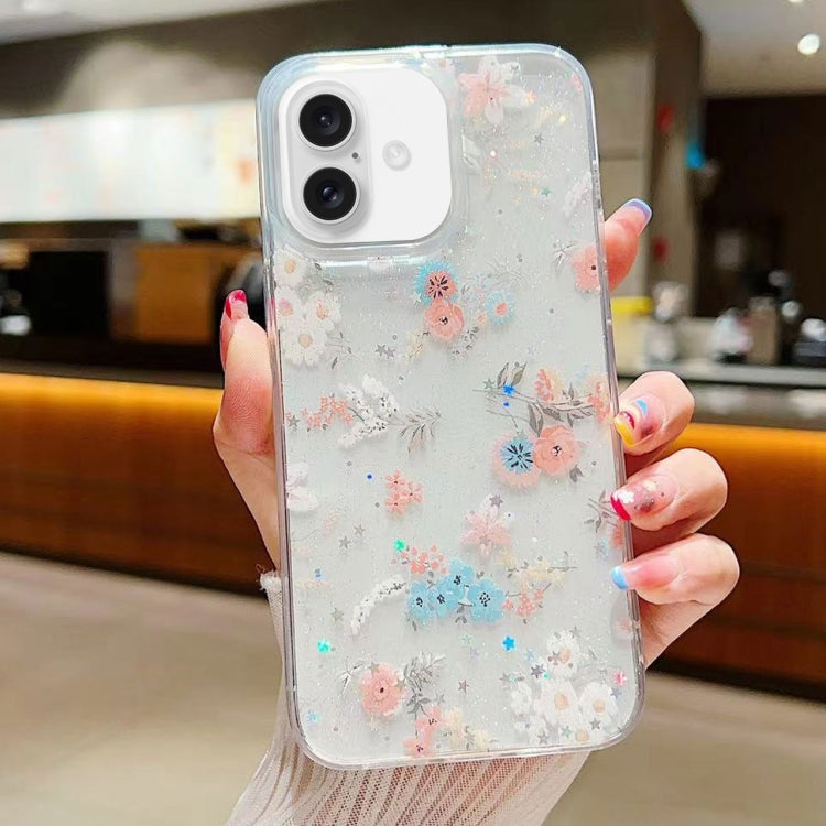 Fresh Small Floral Epoxy TPU Phone Case, For iPhone 16 Pro Max, For iPhone 16 Pro, For iPhone 16 Plus, For iPhone 16