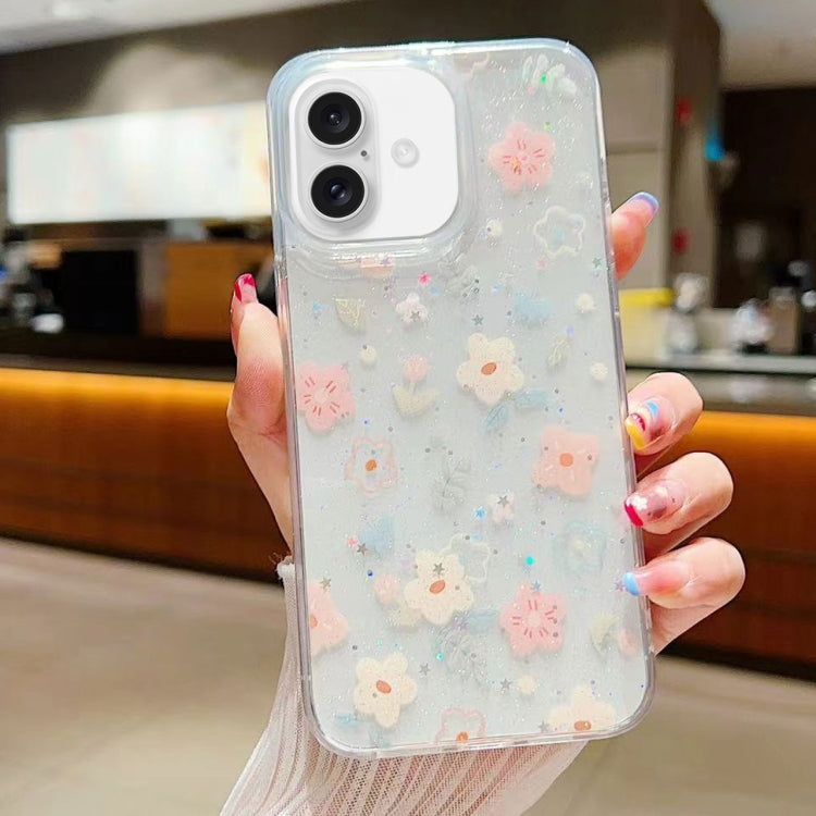 Fresh Small Floral Epoxy TPU Phone Case, For iPhone 16 Pro Max, For iPhone 16 Pro, For iPhone 16 Plus, For iPhone 16