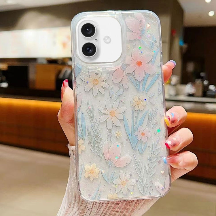 Fresh Small Floral Epoxy TPU Phone Case, For iPhone 16 Pro Max, For iPhone 16 Pro, For iPhone 16 Plus, For iPhone 16