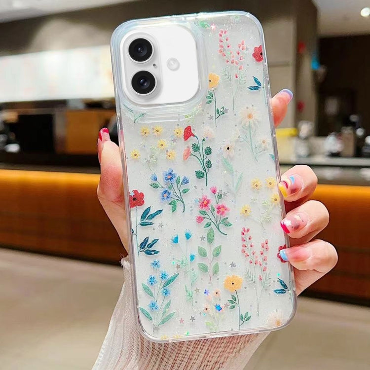 Fresh Small Floral Epoxy TPU Phone Case, For iPhone 16 Pro Max, For iPhone 16 Pro, For iPhone 16 Plus, For iPhone 16