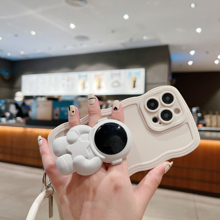 3D Astronaut Holder Skin-feel Silicone Phone Case with Wristband, For iPhone 14 Pro Max, For iPhone 14 Plus, For iPhone 14 Pro, For iPhone 14, For iPhone 13 Pro Max, For iPhone 13 Pro
