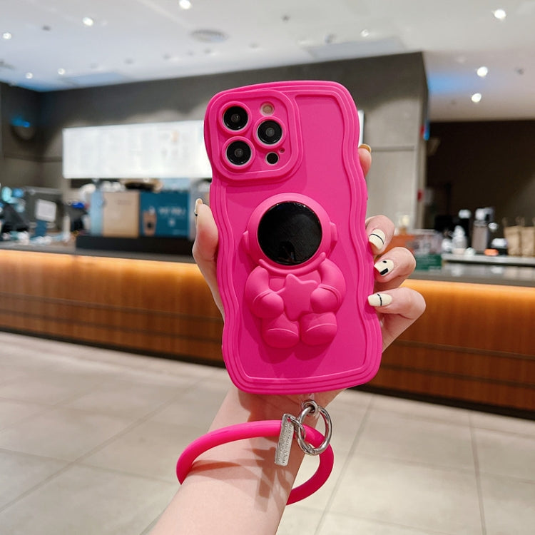 3D Astronaut Holder Skin-feel Silicone Phone Case with Wristband, For iPhone 14 Pro Max, For iPhone 14 Plus, For iPhone 14 Pro, For iPhone 14, For iPhone 13 Pro Max, For iPhone 13 Pro