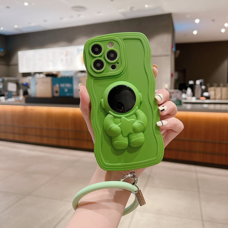 3D Astronaut Holder Skin-feel Silicone Phone Case with Wristband, For iPhone 14 Pro Max, For iPhone 14 Plus, For iPhone 14 Pro, For iPhone 14, For iPhone 13 Pro Max, For iPhone 13 Pro