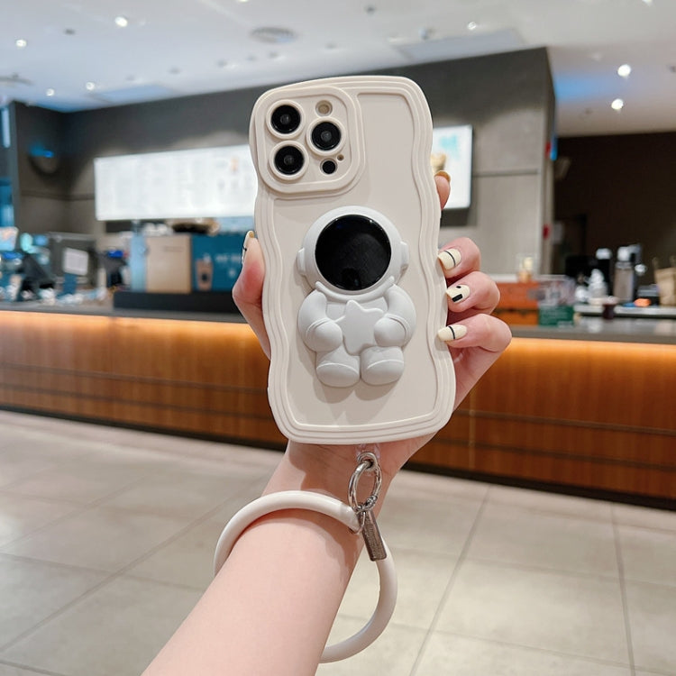 3D Astronaut Holder Skin-feel Silicone Phone Case with Wristband, For iPhone 13, For iPhone 13 mini, For iPhone 12 Pro Max, For iPhone 12 Pro, For iPhone 12, For iPhone 12 mini