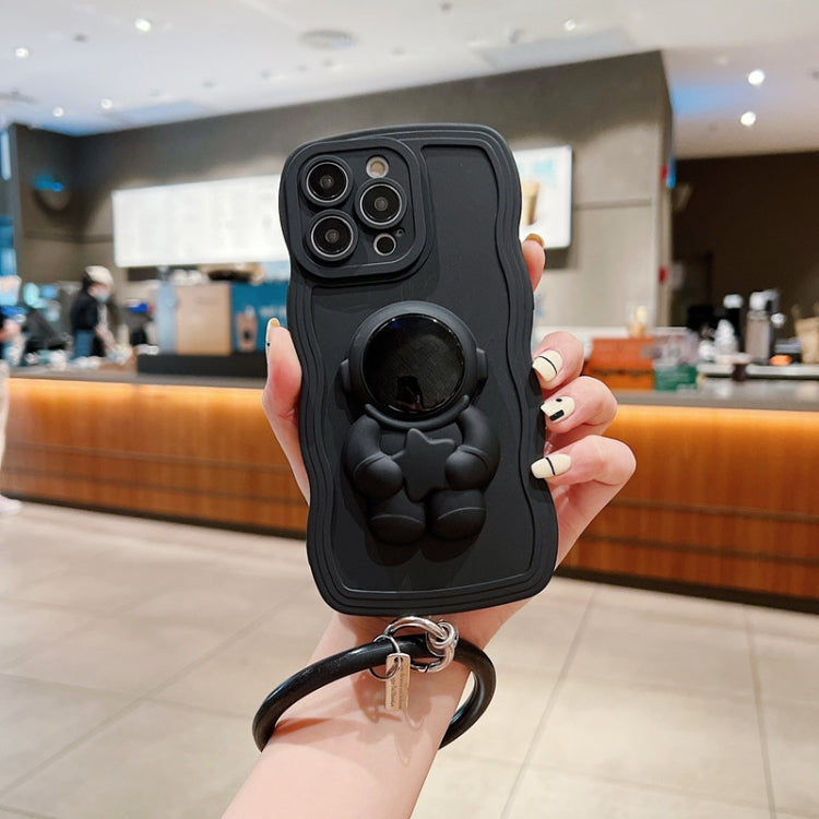 3D Astronaut Holder Skin-feel Silicone Phone Case with Wristband, For iPhone 13, For iPhone 13 mini, For iPhone 12 Pro Max, For iPhone 12 Pro, For iPhone 12, For iPhone 12 mini