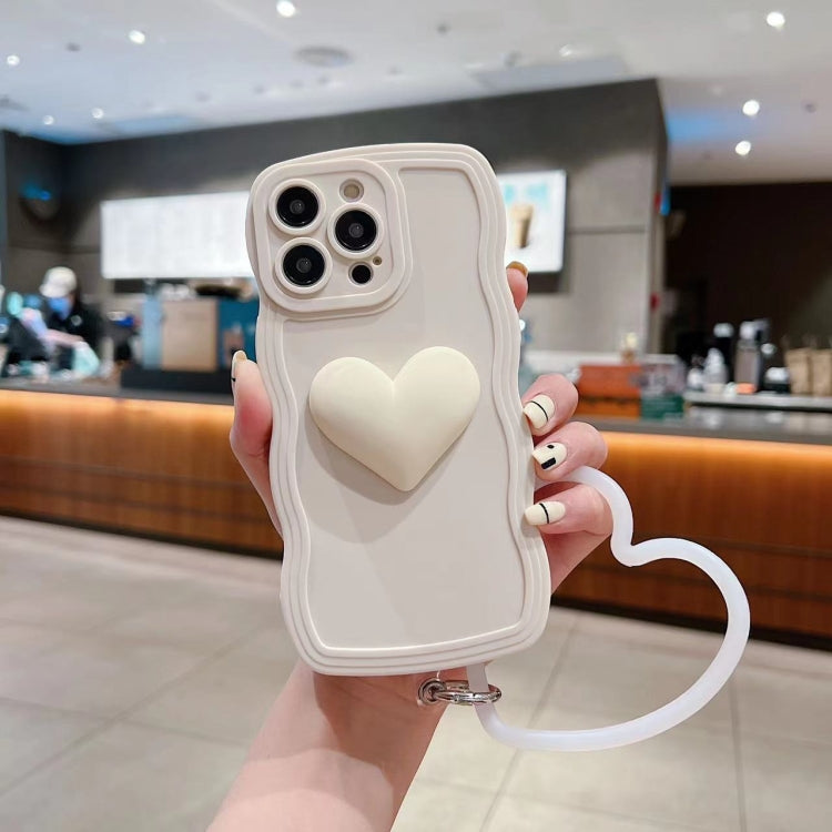 3D Heart Skin-Feel Silicone Phone Case with Wristband, For iPhone 14 Pro Max, For iPhone 14 Plus, For iPhone 14 Pro, For iPhone 14, For iPhone 13 Pro Max, For iPhone 13 Pro