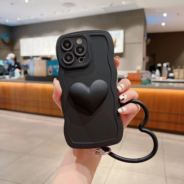 3D Heart Skin-Feel Silicone Phone Case with Wristband, For iPhone 14 Pro Max, For iPhone 14 Plus, For iPhone 14 Pro, For iPhone 14, For iPhone 13 Pro Max, For iPhone 13 Pro