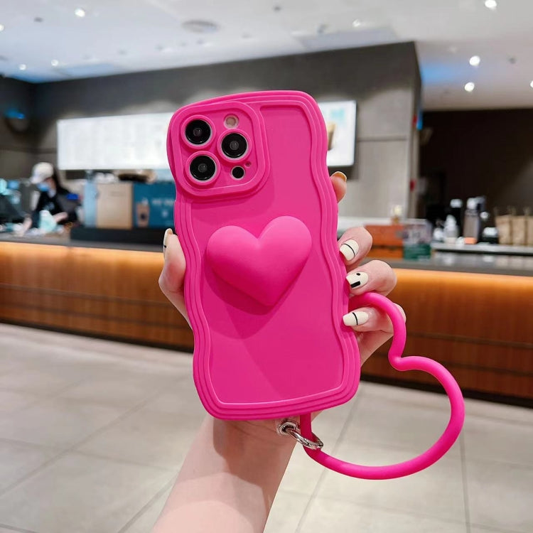 3D Heart Skin-Feel Silicone Phone Case with Wristband, For iPhone 14 Pro Max, For iPhone 14 Plus, For iPhone 14 Pro, For iPhone 14, For iPhone 13 Pro Max, For iPhone 13 Pro