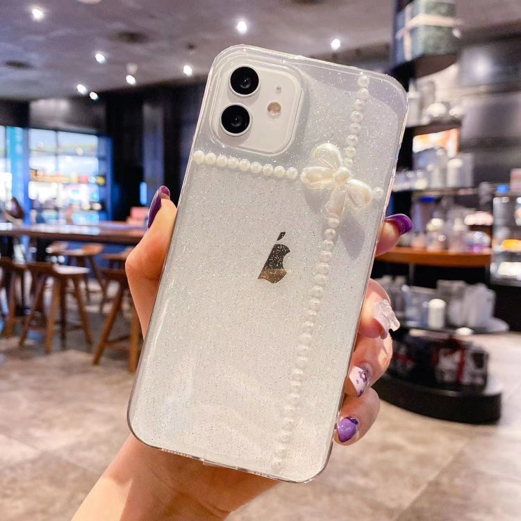 Pearl Bow Glitter Epoxy TPU Phone Case, For iPhone 14 Pro Max, For iPhone 14 Plus, For iPhone 14 Pro, For iPhone 14, For iPhone 13 Pro Max, For iPhone 13 Pro, For iPhone 13, For iPhone 13 mini, For iPhone 12 Pro Max, For iPhone 12 Pro, For iPhone 12...