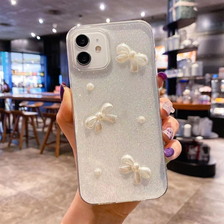 Pearl Bow Glitter Epoxy TPU Phone Case, For iPhone 14 Pro Max, For iPhone 14 Plus, For iPhone 14 Pro, For iPhone 14, For iPhone 13 Pro Max, For iPhone 13 Pro, For iPhone 13, For iPhone 13 mini, For iPhone 12 Pro Max, For iPhone 12 Pro, For iPhone 12...