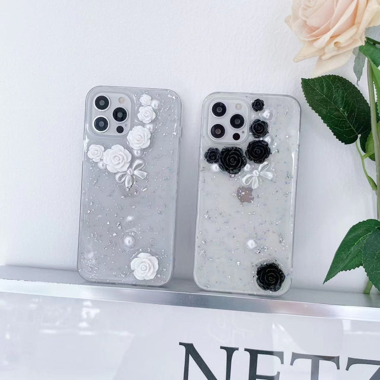 3D Pearl Bow Rose Glitter Epoxy TPU Phone Case, For iPhone 14 Pro Max, For iPhone 14 Plus, For iPhone 14 Pro, For iPhone 14, For iPhone 13 Pro Max, For iPhone 13 Pro, For iPhone 13, For iPhone 13 mini, For iPhone 12 Pro Max, For iPhone 12 Pro...