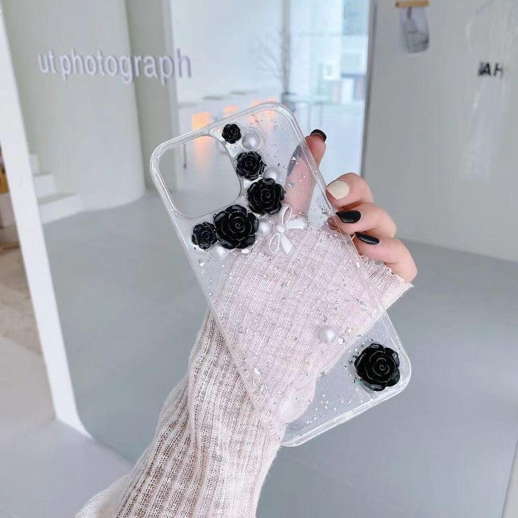 3D Pearl Bow Rose Glitter Epoxy TPU Phone Case, For iPhone 14 Pro Max, For iPhone 14 Plus, For iPhone 14 Pro, For iPhone 14, For iPhone 13 Pro Max, For iPhone 13 Pro, For iPhone 13, For iPhone 13 mini, For iPhone 12 Pro Max, For iPhone 12 Pro...