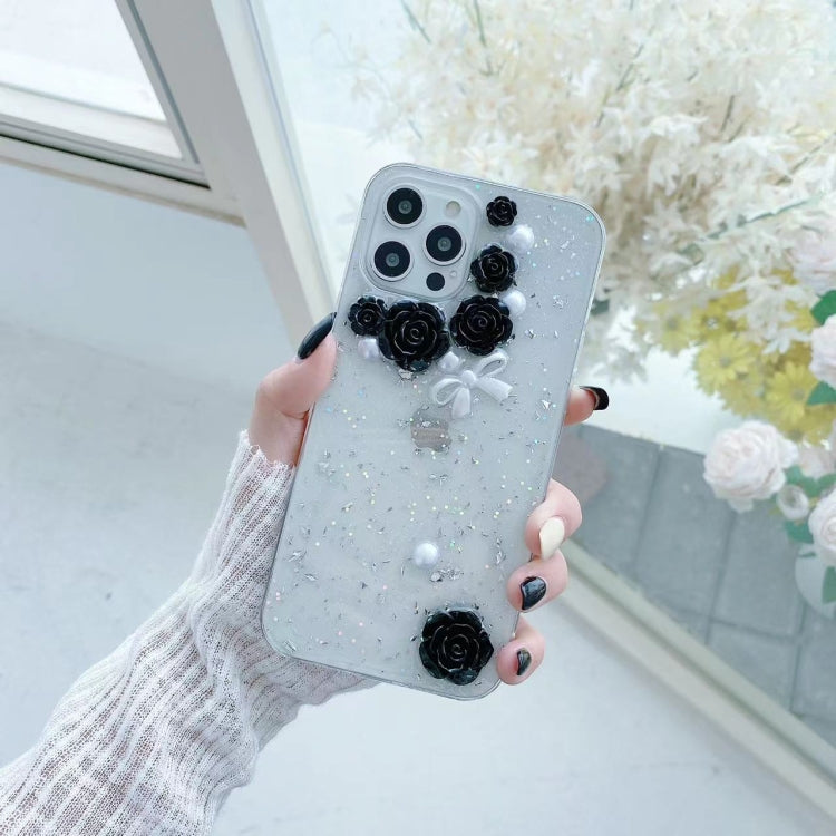 3D Pearl Bow Rose Glitter Epoxy TPU Phone Case, For iPhone 14 Pro Max, For iPhone 14 Plus, For iPhone 14 Pro, For iPhone 14, For iPhone 13 Pro Max, For iPhone 13 Pro, For iPhone 13, For iPhone 13 mini, For iPhone 12 Pro Max, For iPhone 12 Pro...
