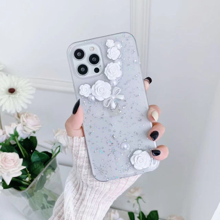 3D Pearl Bow Rose Glitter Epoxy TPU Phone Case, For iPhone 14 Pro Max, For iPhone 14 Plus, For iPhone 14 Pro, For iPhone 14, For iPhone 13 Pro Max, For iPhone 13 Pro, For iPhone 13, For iPhone 13 mini, For iPhone 12 Pro Max, For iPhone 12 Pro...