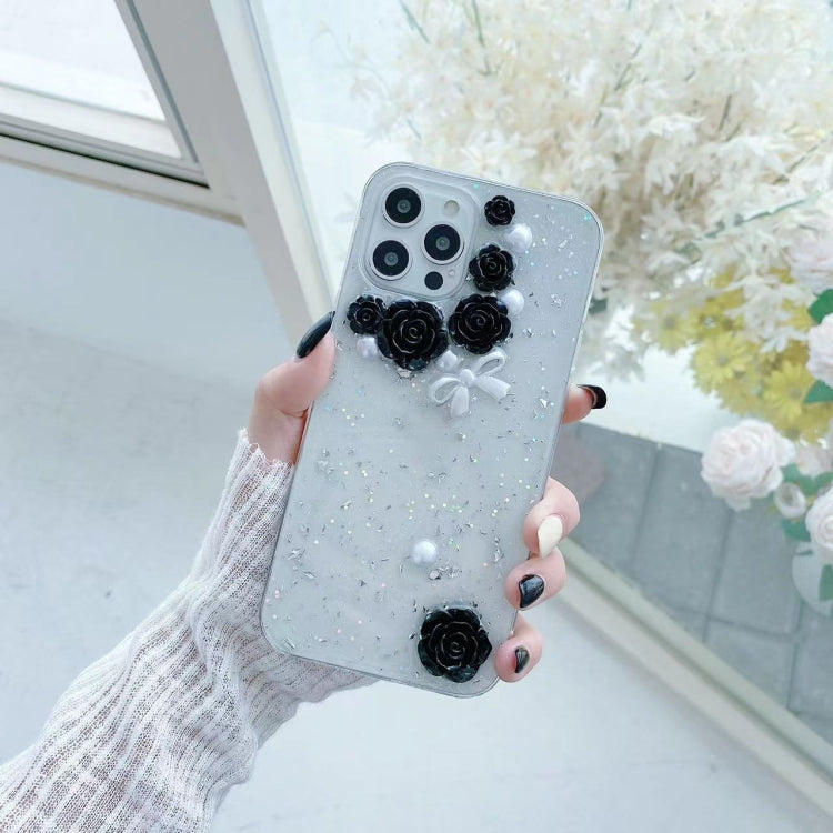 3D Pearl Bow Rose Glitter Epoxy TPU Phone Case, For iPhone 14 Pro Max, For iPhone 14 Plus, For iPhone 14 Pro, For iPhone 14, For iPhone 13 Pro Max, For iPhone 13 Pro, For iPhone 13, For iPhone 13 mini, For iPhone 12 Pro Max, For iPhone 12 Pro...