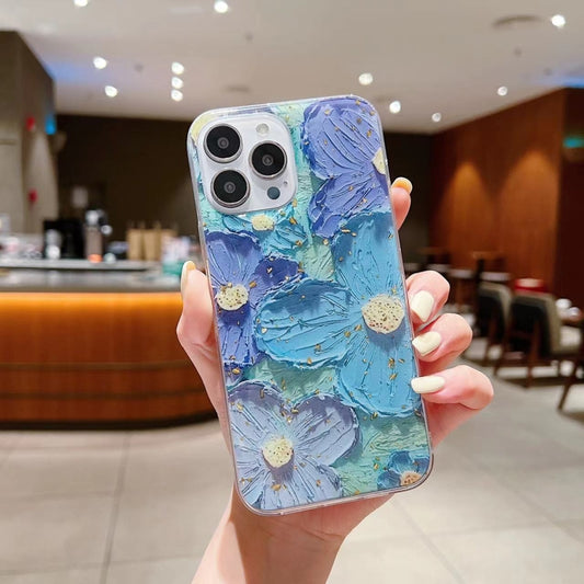 Gold Foil Oil Painting Epoxy TPU Phone Case, For iPhone 13 Pro Max, For iPhone 13 Pro, For iPhone 13, For iPhone 13 mini