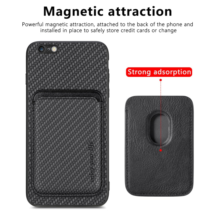 Carbon Fiber Leather Card Magsafe Magnetic Phone Case, For iPhone 6 Plus / 6S Plus, For iPhone 13, For iPhone 7 Plus / 8 Plus, For iPhone 11