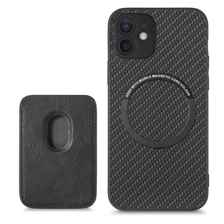 Carbon Fiber Leather Card Magsafe Magnetic Phone Case, For iPhone 11 Pro Max, For iPhone 12 mini, For iPhone 13 mini, For iPhone 13 Pro Max