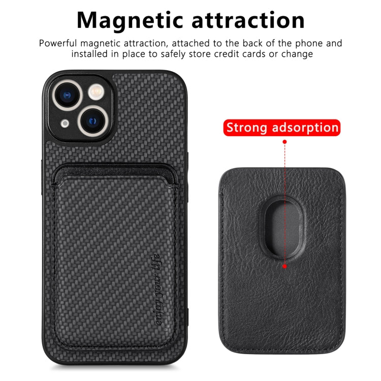 Carbon Fiber Leather Card Magsafe Magnetic Phone Case, For iPhone 14, For iPhone 14 Plus, For iPhone 14 Pro, For iPhone 14 Pro Max