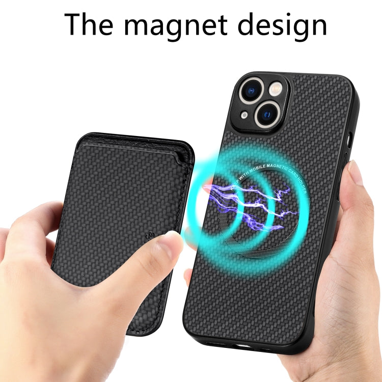 Carbon Fiber Leather Card Magsafe Magnetic Phone Case, For iPhone 14, For iPhone 14 Plus, For iPhone 14 Pro, For iPhone 14 Pro Max